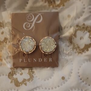 Plunder Gold and White Sparkle Earrings